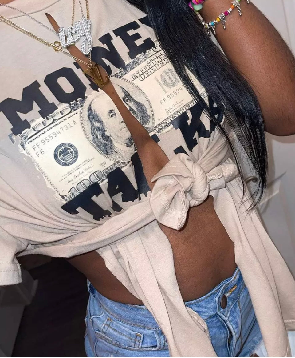 Money Talk Tie up T-shirt